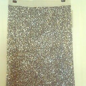 ZARA silver sequin pencil skirt M